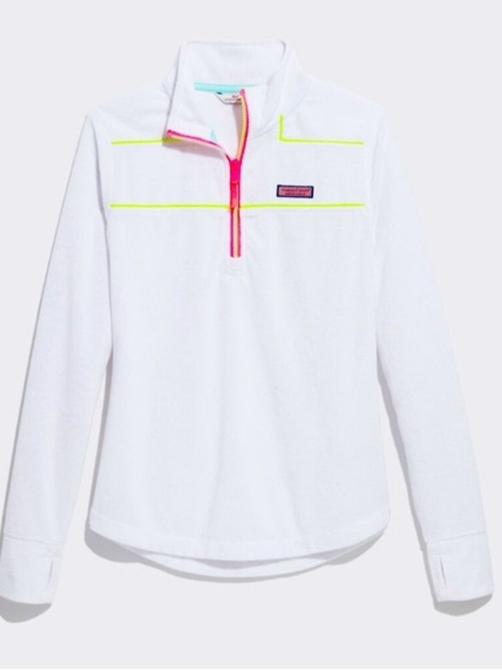 NWT Vineyard Vines Pop Terry Towel White Neon Shep Shirt - Women’s Size Large